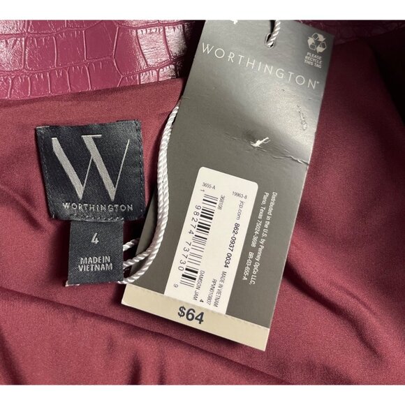 NWT-Worthington Womens Faux Croc Leather Bomber Jacket & mini Skirt Set Pink - Picture 8 of 16